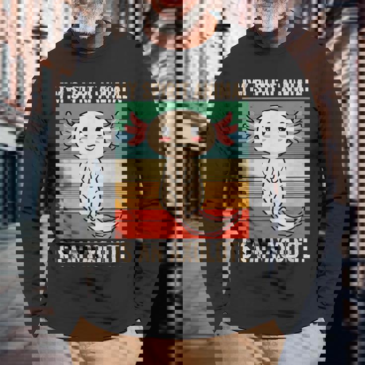 私のスピリットアニマルはウーパールーパーかわいいアホロートルキッズ 長袖Tシャツ 高齢者への贈り物