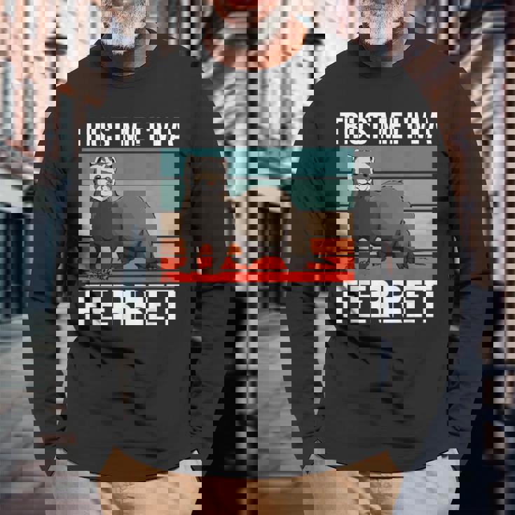 私はフェレット ハロウィン ペットオーナー フェレット 長袖Tシャツ 高齢者への贈り物