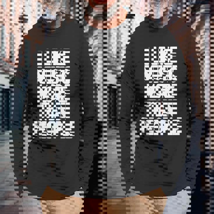 私は人より音楽が好き 長袖tシャツ 長袖Tシャツ 高齢者への贈り物