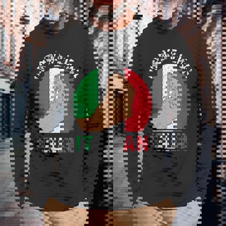 私は流暢なイタリア語を話します、イタリアの手のジェスチャー、私はイタリアが大好きです 長袖Tシャツ 高齢者への贈り物