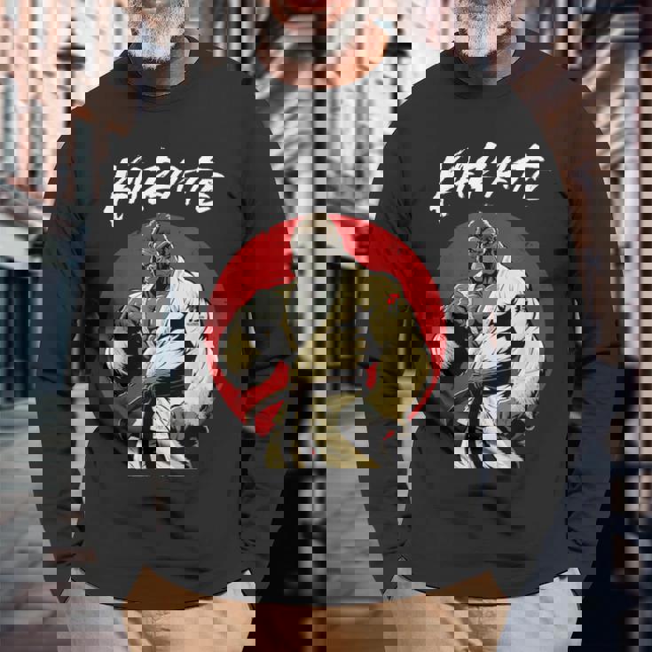 空手ゴリラ カラテカ 少年少女空手ゴリラ 長袖Tシャツ 高齢者への贈り物