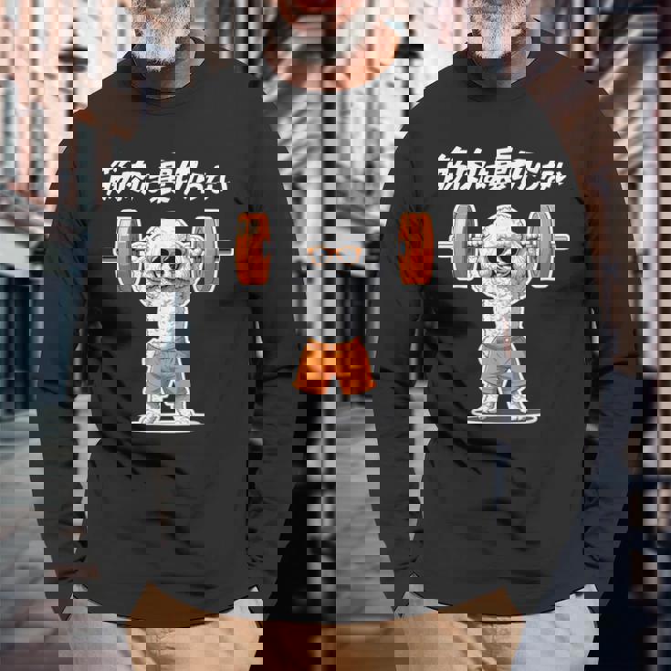 筋肉は裏切らない トイプードル グッズ 犬 おもしろ 面白い ネタ 筋トレ 長袖Tシャツ 高齢者への贈り物