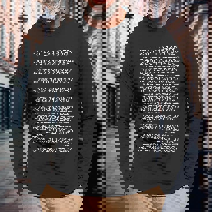 素数 数学 数式 公式 元素記号 化学式 物理 虚数 周期表 円周率 メンズ キッズ 子供 黒 プリントosu 長袖Tシャツ 高齢者への贈り物