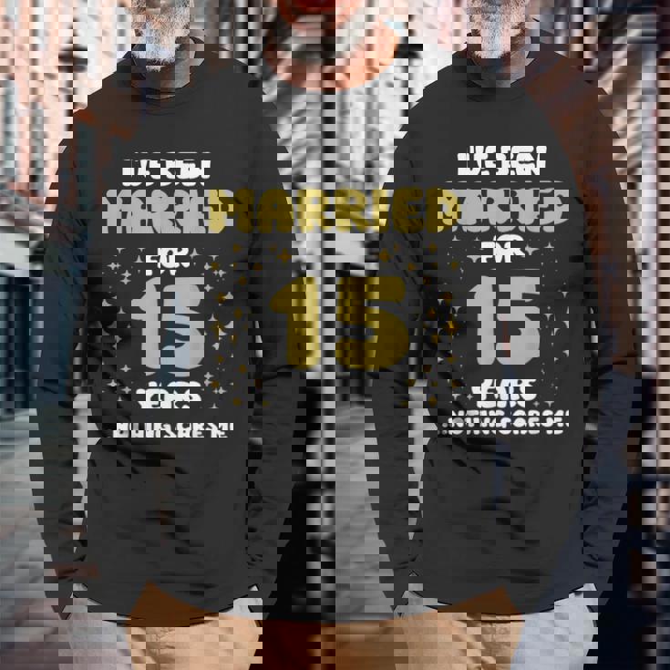 結婚15年 15周年 夫 妻 記念日 長袖Tシャツ 高齢者への贈り物