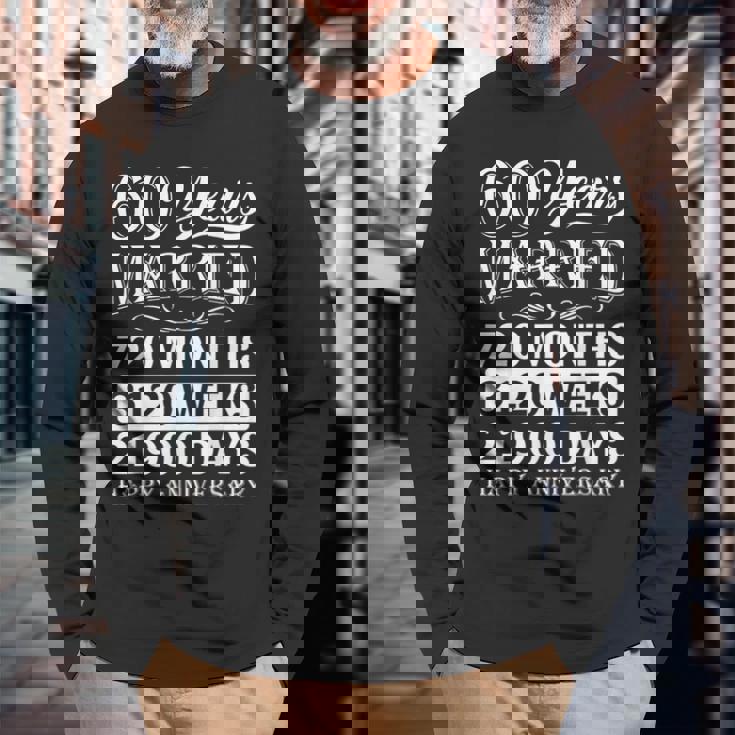 結婚60年-結婚60周年おめでとう 長袖Tシャツ 高齢者への贈り物