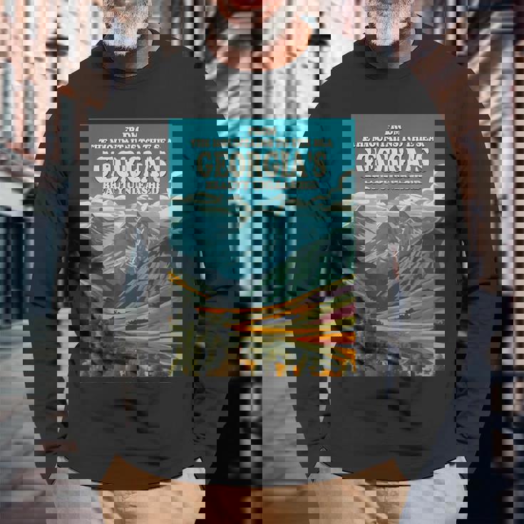 美しいジョージア共和国、グルジア共和国 長袖Tシャツ 高齢者への贈り物