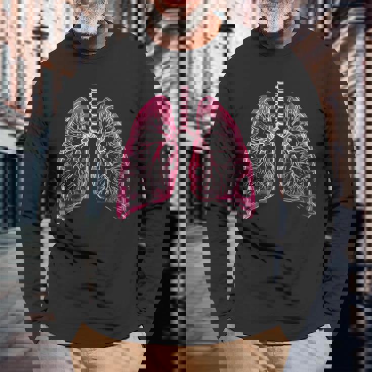 肺の解剖学的2d 医師と呼吸ファン向け 長袖Tシャツ 高齢者への贈り物