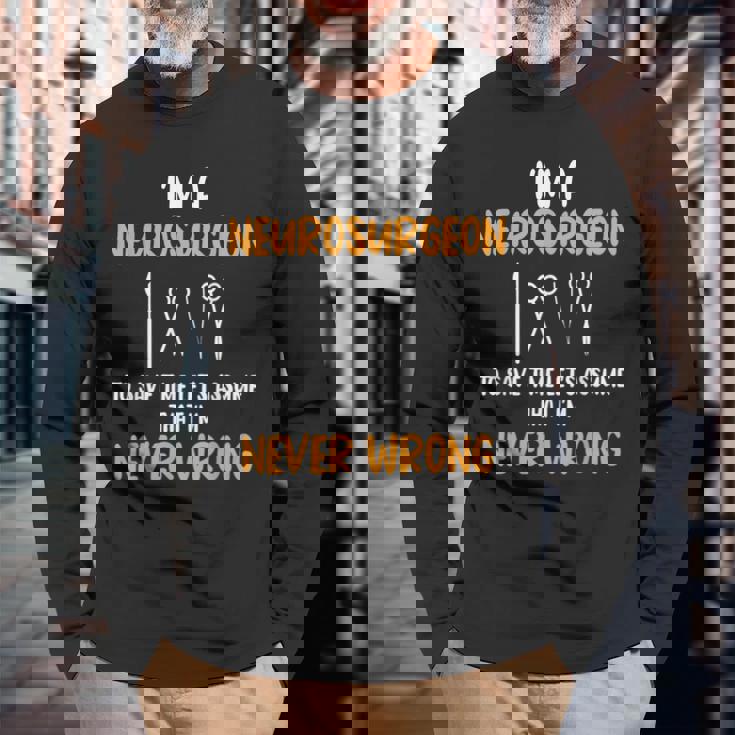 脳神経外科医 脳内科医専門医 神経系専門家 長袖Tシャツ 高齢者への贈り物