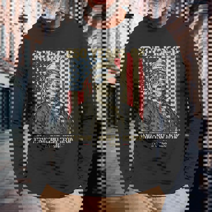 自由の250年 自由の歴史 創設父 レトロ 長袖tシャツ 長袖Tシャツ 高齢者への贈り物