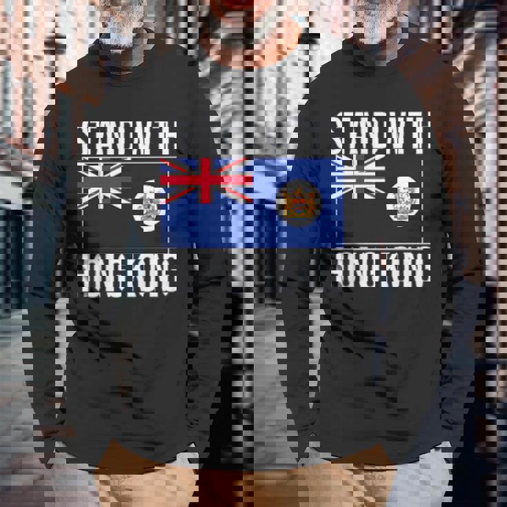 英国の香港国旗 1959-1997年 香港の自由 長袖Tシャツ 高齢者への贈り物