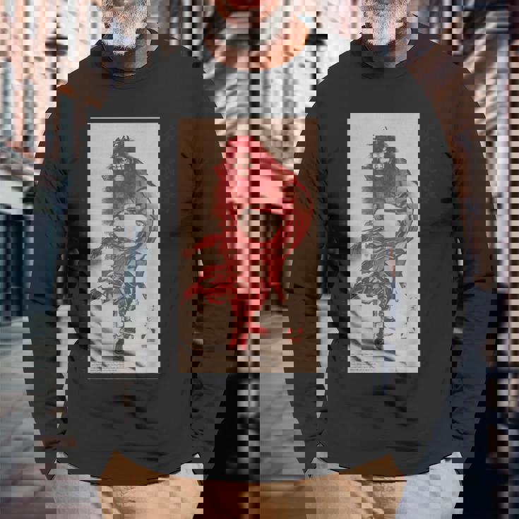 葛飾北斎 「朱描き鍾馗・朱鍾馗・赤鍾馗」 長袖Tシャツ 高齢者への贈り物