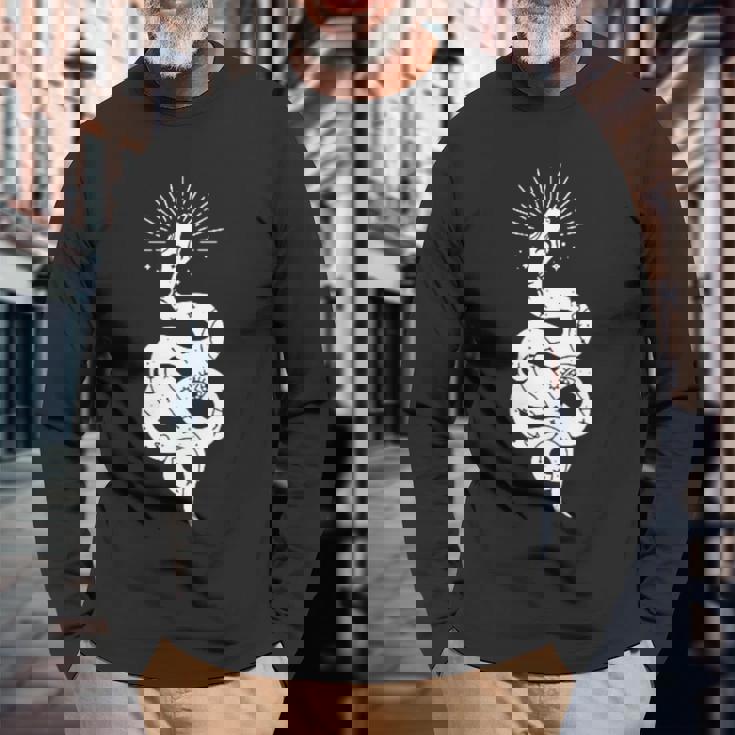 蛇 神秘主義 オカルティズム イルミナティ フリーメイソン 魔法erpent Mysticism Occultism 長袖Tシャツ 高齢者への贈り物