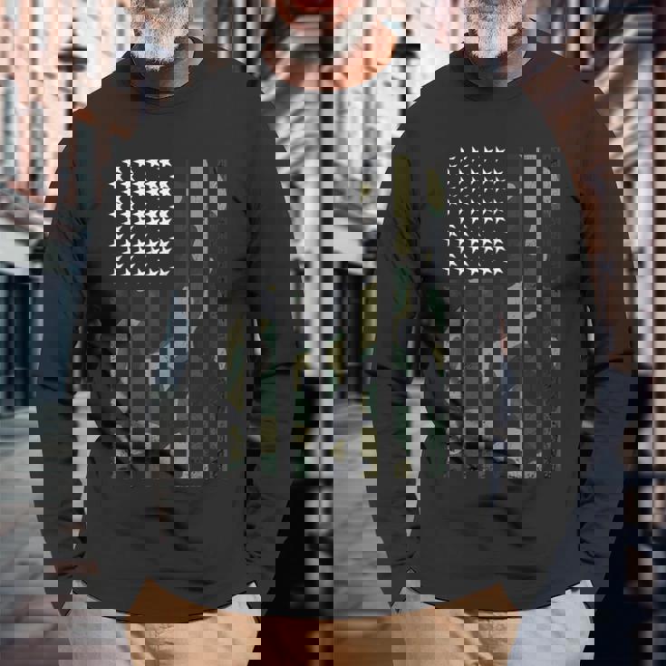 迷彩 アメリカ国旗 Usa 迷彩 メンズ ボーイズ レディース ガールズ キッズ 長袖Tシャツ 高齢者への贈り物