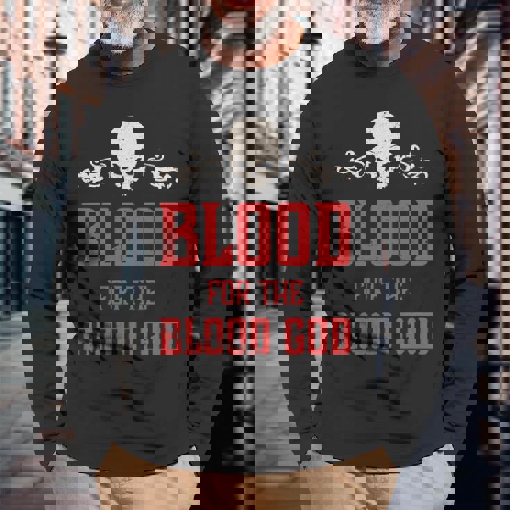 邪悪な頭蓋骨の血 血神 地獄の魔王 長袖tシャツ 長袖Tシャツ 高齢者への贈り物