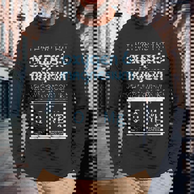 酸素 マグネシウム お出かけ 科学 Omg おもしろ化学 オタク 長袖Tシャツ 高齢者への贈り物