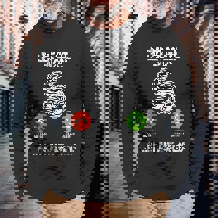 釣りウナギ漁師 長袖Tシャツ 高齢者への贈り物