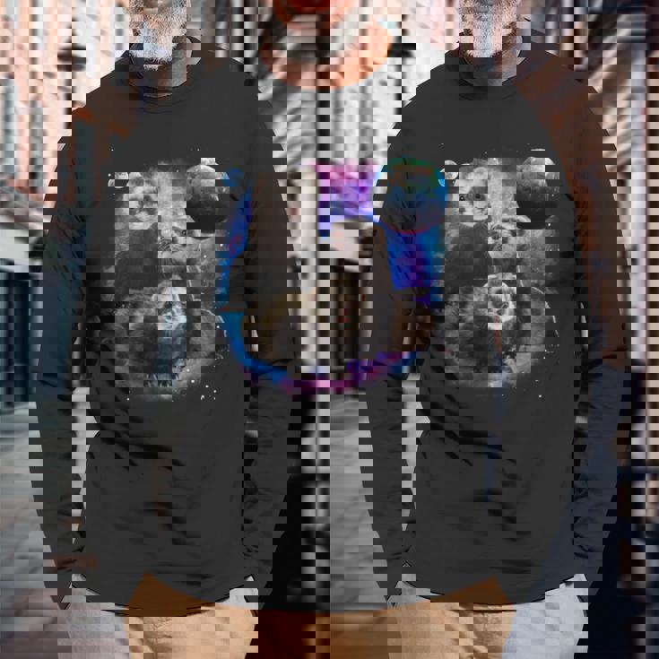 銀河系の面白いフェレット フェレット 長袖tシャツ 長袖Tシャツ 高齢者への贈り物