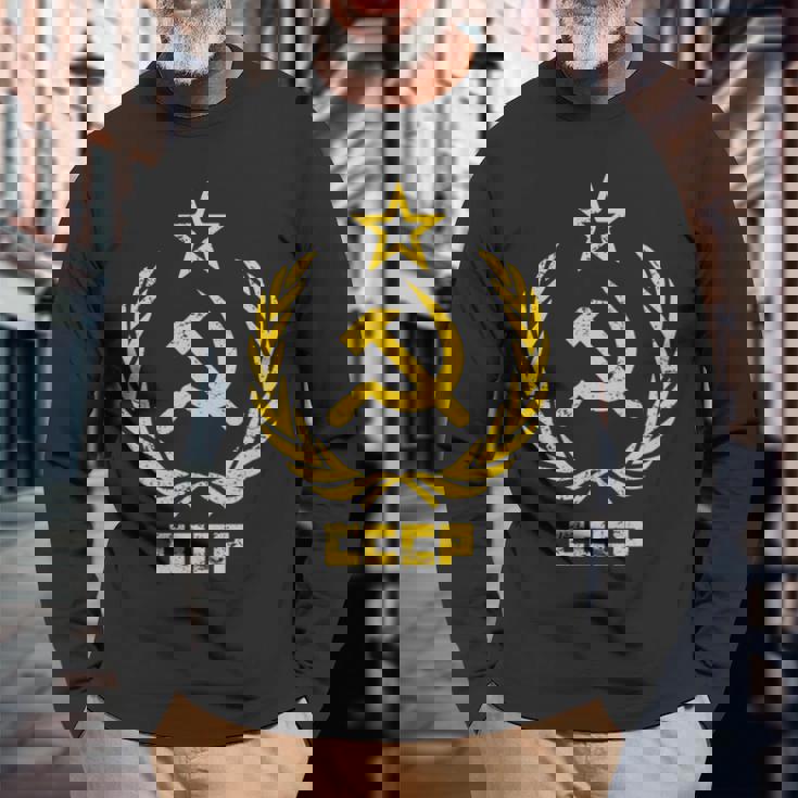 鎌と槌の星cccpソビエト連邦 長袖tシャツ 長袖Tシャツ 高齢者への贈り物