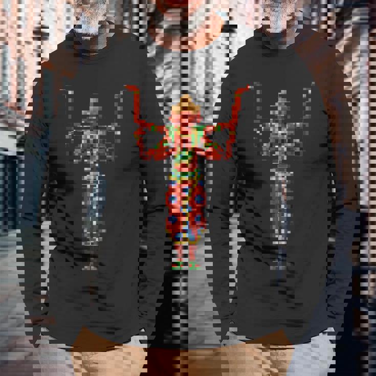 阿修羅ドット絵 長袖Tシャツ 高齢者への贈り物