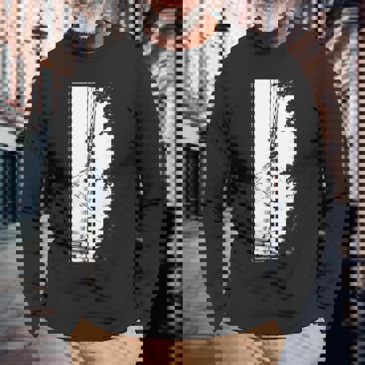 電柱 日本の アニメ ストリートウェア レトロな 雰囲気 長袖Tシャツ 高齢者への贈り物