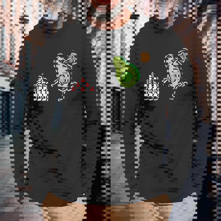 面白い アボカド カートゥーン ボウリング チーム ケグラー コーン ギフト 長袖Tシャツ 高齢者への贈り物