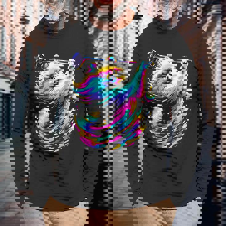 面白いtシャツ ポメラニアン ゴルフ イヌ メンズ 犬好き グッズ かわいい おもしろ 面白い 服 ネタ 長袖Tシャツ 高齢者への贈り物