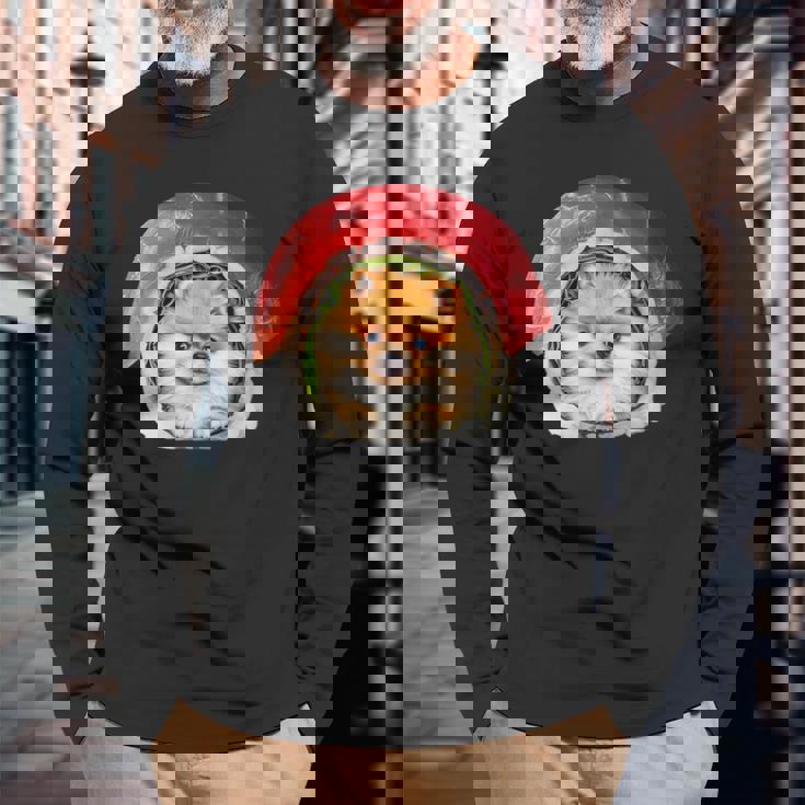 面白いtシャツ ポメラニアン 犬 イヌ 寿司 メンズ 犬好き グッズ かわいい おもしろ 面白い 服 ネタ 長袖Tシャツ 高齢者への贈り物