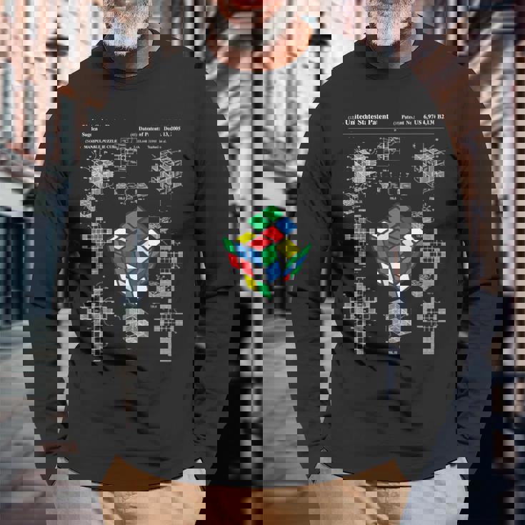 面白いオタク 特許パズルキューブ 数学教師 スピードキューバー オタク 長袖Tシャツ 高齢者への贈り物