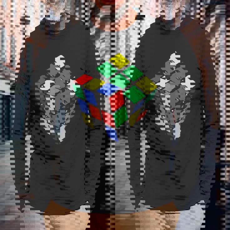 面白いオタクシェルドンパズルキューブ数学科学教師オタク 長袖Tシャツ 高齢者への贈り物