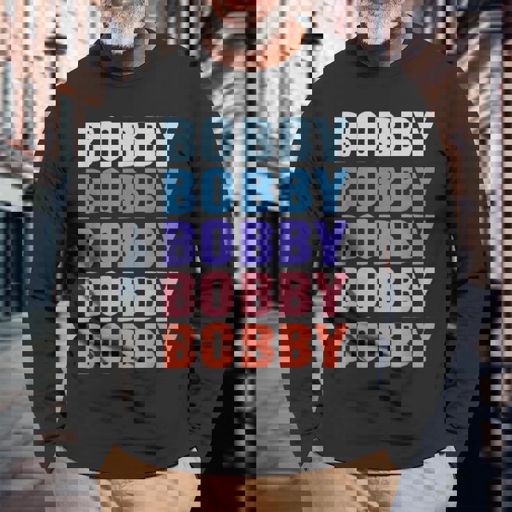 面白いギフト名 ボビー 名前入り 長袖Tシャツ 高齢者への贈り物