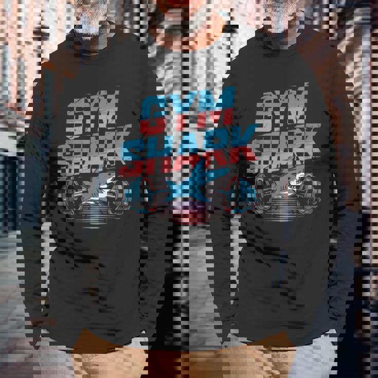 面白いジムシャークシャツ – フィットネス愛好家tシャツ 長袖Tシャツ 高齢者への贈り物