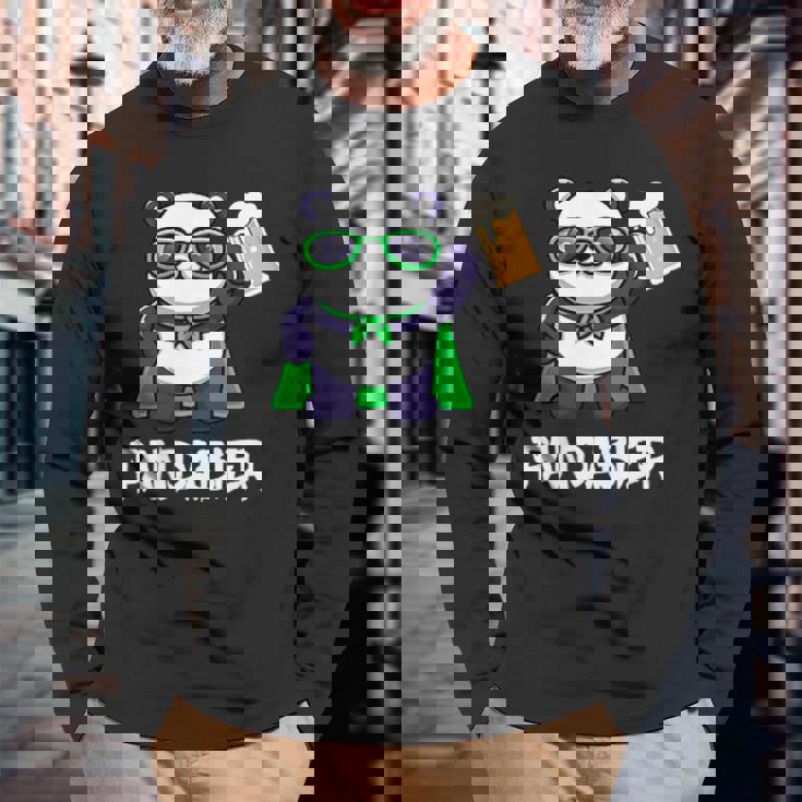 面白いパンダパンダビールドリンカー パンダビール 長袖Tシャツ 高齢者への贈り物