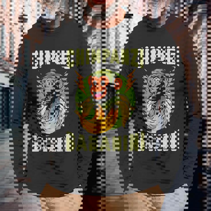 面白いモンキー・チンパンジーニ・バナニーニ・イタリアン・ブレインロット・ミーム 長袖Tシャツ 高齢者への贈り物