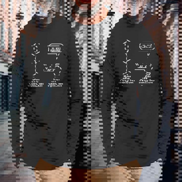 面白い駄洒落-有機化学試験後の前-私は奉仕する 長袖Tシャツ 高齢者への贈り物