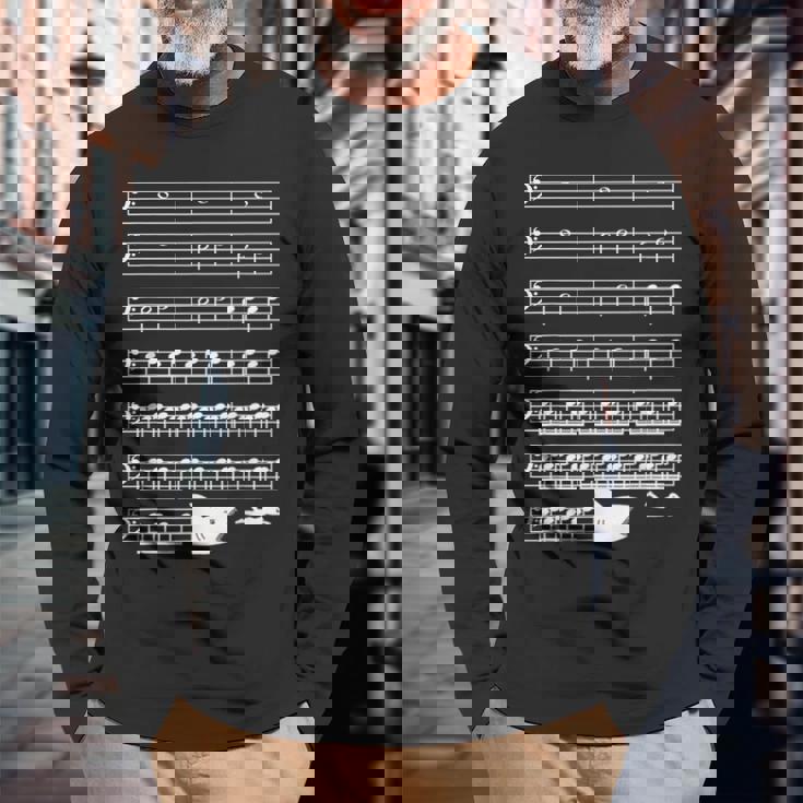 音楽好き サメ 鮫 バス記号 メロディー フレーズ ミュージシャン 音楽ファン 映画ファン おもしろ デザイン 長袖Tシャツ 高齢者への贈り物