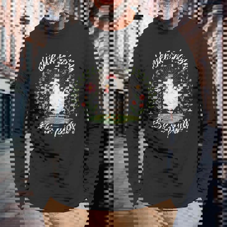 鶏を育てる イエス 賛美 おかしな農家 キリスト教の信仰 長袖Tシャツ 高齢者への贈り物