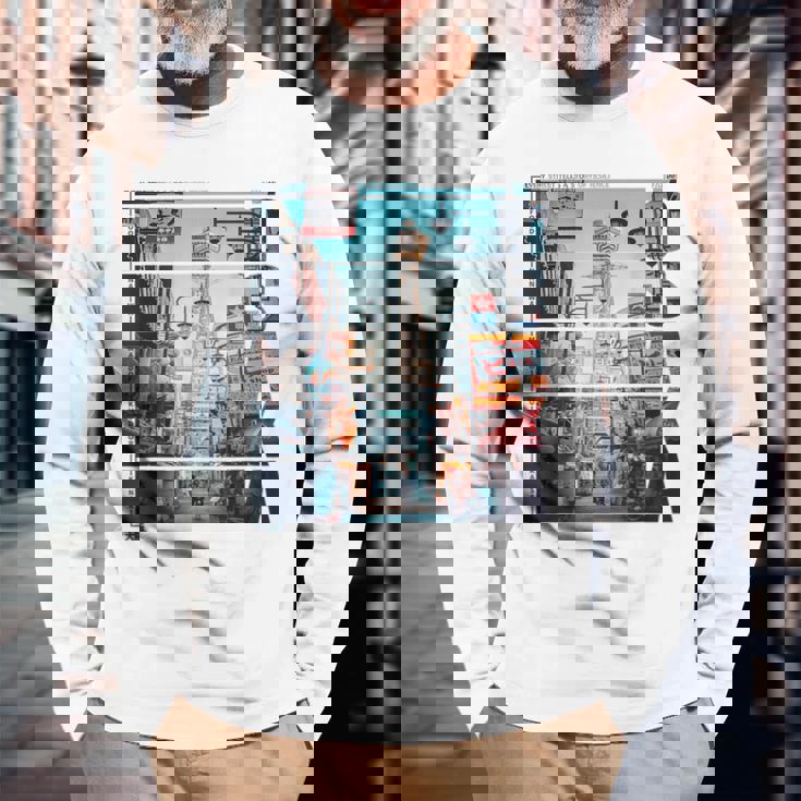 80年代 90年代 大阪 レトロな ヴェイパーウェイヴ 日本 グランジ、原宿 長袖Tシャツ 高齢者への贈り物