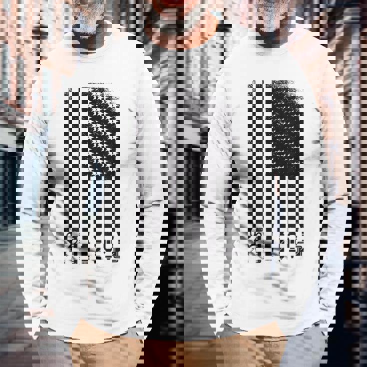 Awesome Barber Usa フラッグ 星 クール コーム ハサミ 長袖Tシャツ 高齢者への贈り物