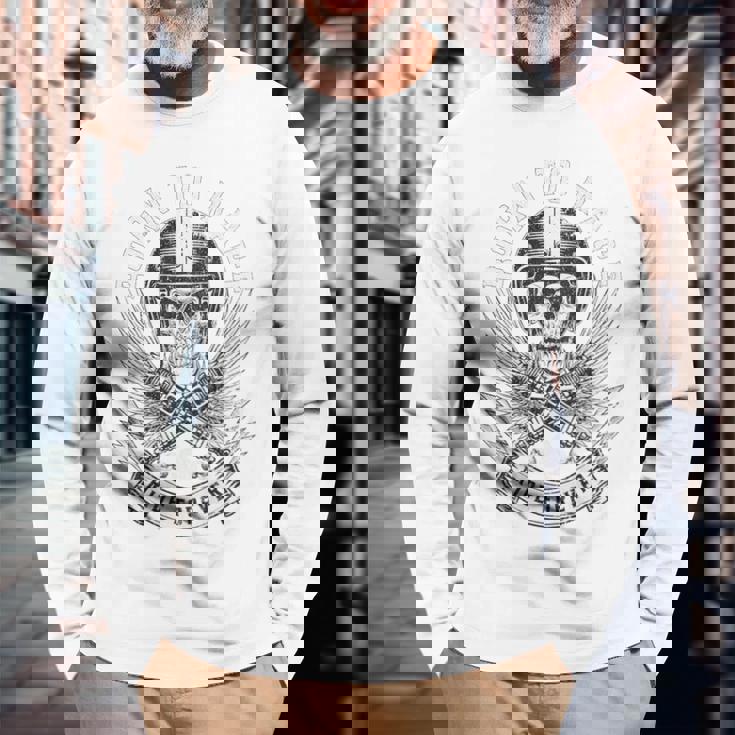 Born To Race Ride Forever スカルバイカーデザイン 長袖Tシャツ 高齢者への贈り物