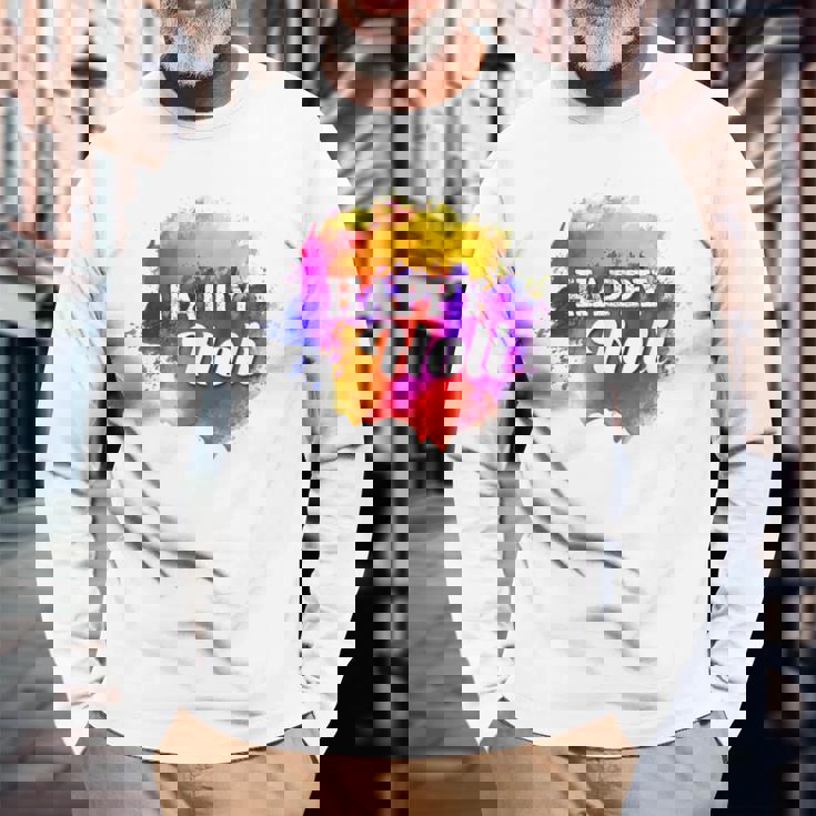 Colormear Happy Holi 長袖Tシャツ 高齢者への贈り物