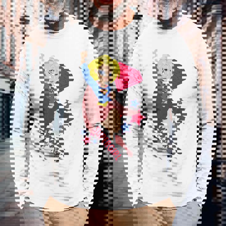 Dcスーパーヒーローガールズスーパーガールスターズ 長袖Tシャツ 高齢者への贈り物
