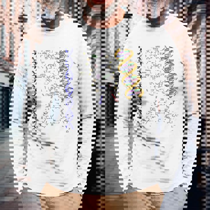 Dna ダブルヘリックス 化学式 分子 サイエンスアート 長袖Tシャツ 高齢者への贈り物
