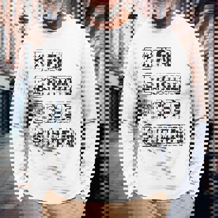 Eatleep Ride Repeat オートバイ バイク モーターサイクリスト 格言 長袖Tシャツ 高齢者への贈り物