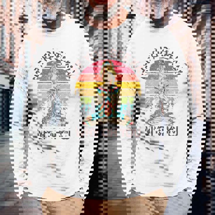 Eff Youee Kay Why Oh You レトロ サンセット タトゥーガール ヨガ 長袖Tシャツ 高齢者への贈り物