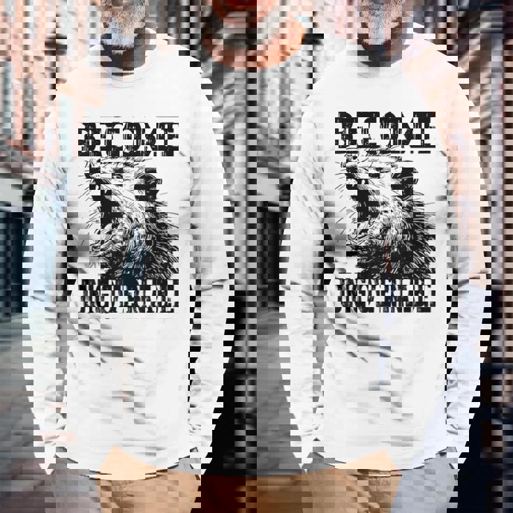 Raccoon Become Ungovernable ビンテージ グラフィック パンダ ミーム 長袖Tシャツ 高齢者への贈り物