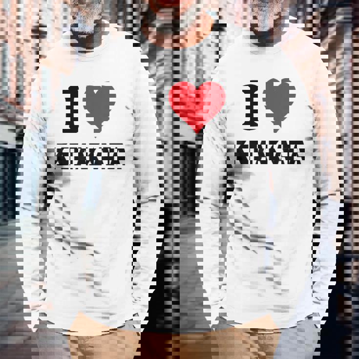 I Heart 喜多方 Japan Love 日本のお土産品 長袖Tシャツ 高齢者への贈り物