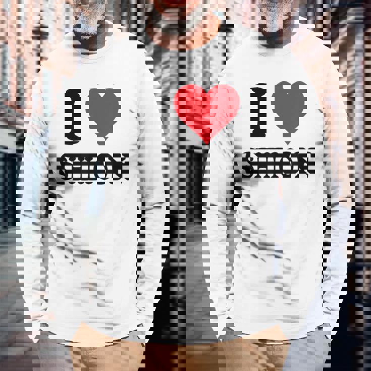 I Hearthion ファーストネーム I Love パーソナライズ 長袖Tシャツ 高齢者への贈り物