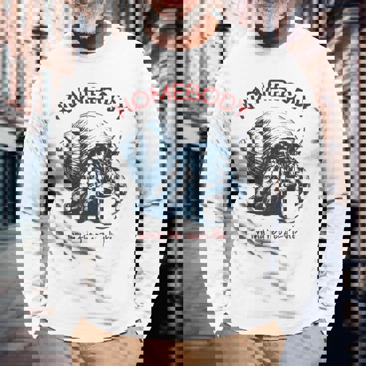 Homebody 居心地の良い生活 面白いヤドカリとコーヒー 長袖Tシャツ 高齢者への贈り物