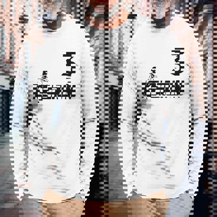 Keirin レッド ナンバー3 レッド ナンバー3 レーシング 長袖Tシャツ 高齢者への贈り物