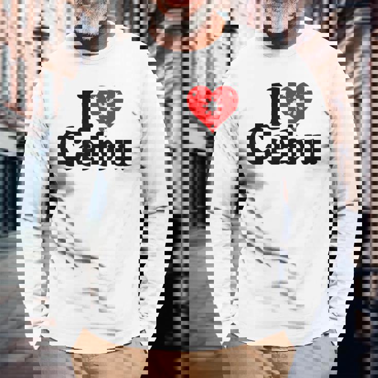 I Love Heart Cebu フィリピン諸島 長袖Tシャツ 高齢者への贈り物